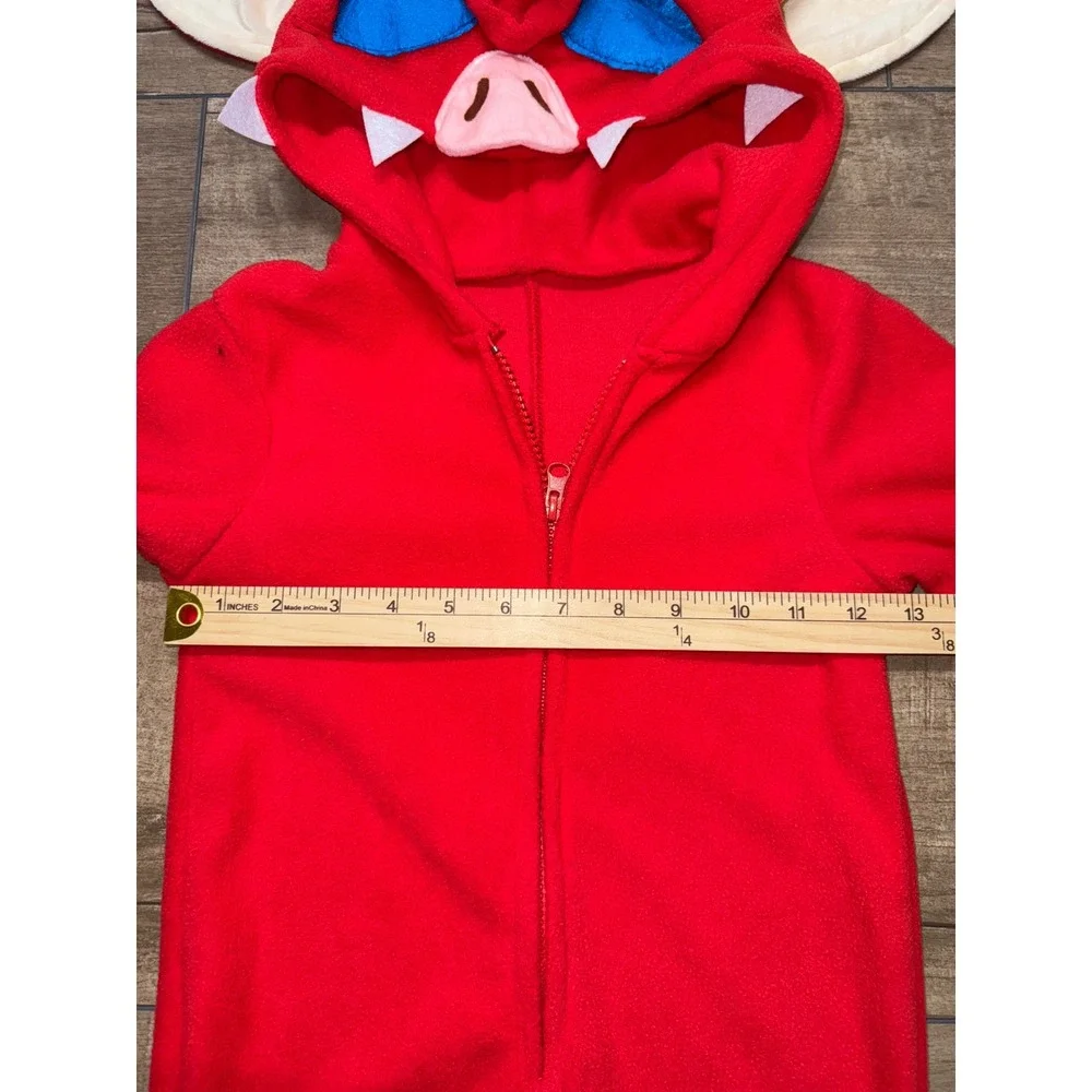 Kids Red Devil Costume Jumpsuit Hooded One‎ Piece Halloween Cosplay